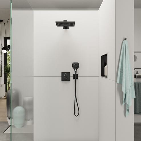 HANSGROHE RAINDANCE E 300 1JET horná sprcha 300x300 mm, s ramenom, matná čierna 26238670 Obrázek - fotka