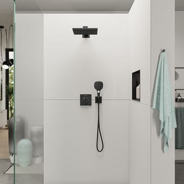 HANSGROHE RAINDANCE E 300 1JET horná sprcha 300x300 mm, s ramenom, matná čierna 26238670 Obrázek - fotka
