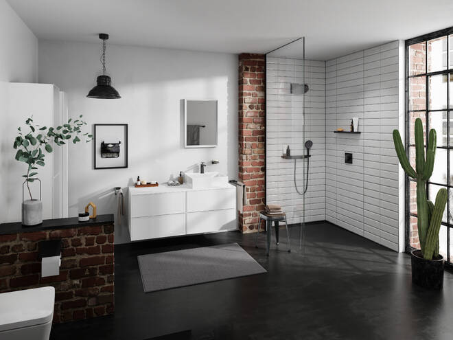 HANSGROHE TECTURIS E umývadlová stojanková batéria, s odtokovou súpravou, CoolStart, EcoSmart+, matná čierna 73014670 Obrázek - fotka
