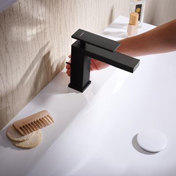 HANSGROHE TECTURIS E umývadlová stojanková batéria, s odtokovou súpravou, CoolStart, EcoSmart+, matná čierna 73014670 Obrázek - fotka
