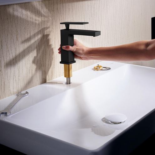 HANSGROHE TECTURIS E umývadlová stojanková batéria, s odtokovou súpravou, CoolStart, EcoSmart+, matná čierna 73014670 Obrázek - fotka