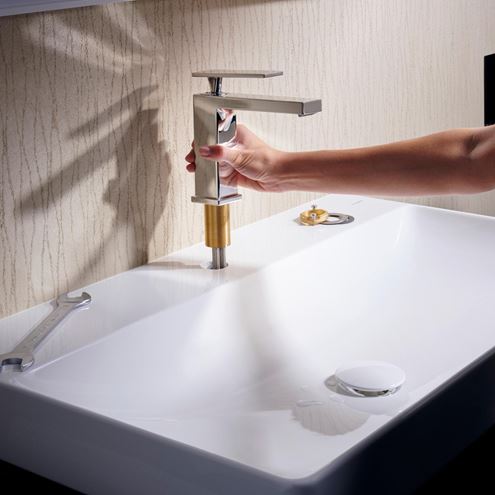 HANSGROHE TECTURIS E umývadlová stojanková batéria, s odtokovou súpravou, CoolStart, EcoSmart+, chróm 73014000 Obrázek - fotka