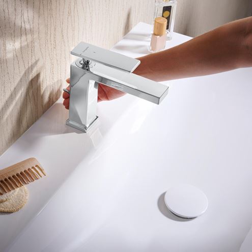 HANSGROHE TECTURIS E umývadlová stojanková batéria, s odtokovou súpravou, CoolStart, EcoSmart+, chróm 73014000 Obrázek - fotka