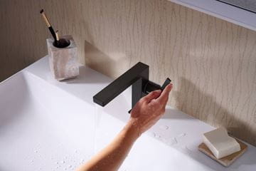 HANSGROHE TECTURIS E umývadlová stojanková batéria, s odtokovou súpravou, CoolStart, EcoSmart+, matná čierna 73020670 Obrázek - fotka