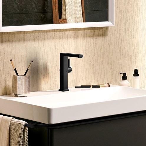 HANSGROHE TECTURIS E umývadlová stojanková batéria, s odtokovou súpravou, CoolStart, EcoSmart+, matná čierna 73060670 Obrázek - fotka