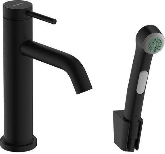 HANSGROHE TECTURIS S umývadlová stojanková batéria, s bidetovou sprškou a odtokovou súpravou, EcoSmart, matná čierna 73211670 Obrázek - Hlavní obrázek