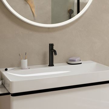 HANSGROHE TECTURIS S umývadlová stojanková batéria, s bidetovou sprškou a odtokovou súpravou, EcoSmart, matná čierna 73211670 Obrázek - fotka