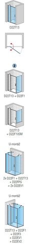 RONAL DIVERA D22T13 sprchové dvere 90x200 cm, vstup 530 mm, lietacie, aluchróm/číre sklo D22T13 070 20 50 07 Obrázek - fotka