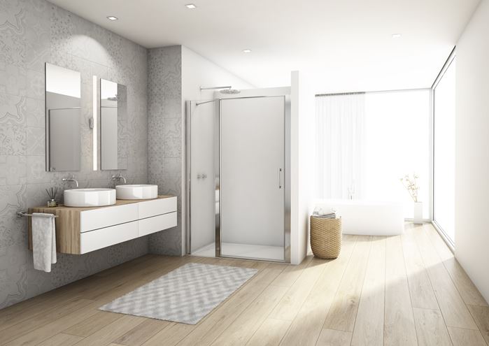 RONAL DIVERA D22T13 sprchové dvere 140x200 cm, vstup 730 mm, lietacie, aluchróm/číre sklo D22T13 090 50 50 07 Obrázek - fotka