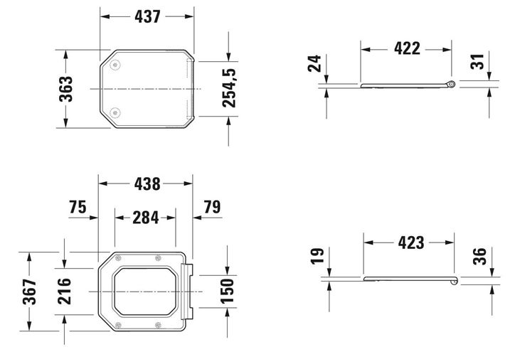 DURAVIT 1930 WC sedadlo, Soft-Close 0064890000 Technický nákres