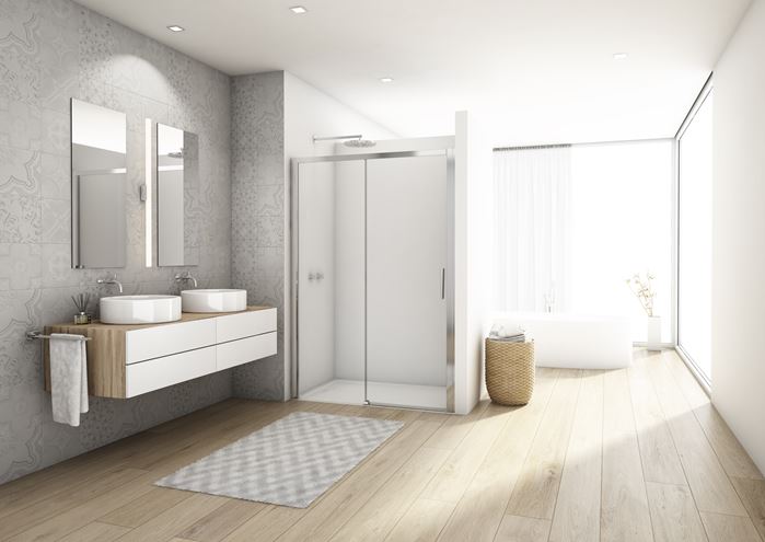 RONAL DIVERA D22S2B sprchové dvere 140x200 cm, posuvné, aluchróm/číre sklo D22S2B 140 50 07 Obrázek - fotka