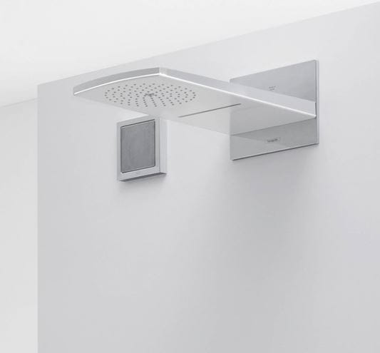HANSGROHE RAINDANCE RAINFALL 180 2JET horná sprcha 445x214 mm, 2 prúdy, biela/chróm 28433400 Obrázek - fotka