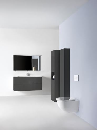LAUFEN BASE vysoká skrinka 35x33,6x165 cm, 2 dvierkami, 1 polica, pánty vľavo, lesklá biela H4026911102611 Obrázek - fotka