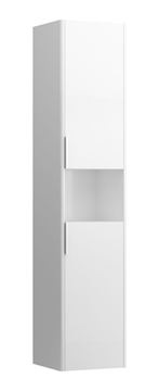 LAUFEN BASE vysoká skrinka 35x33,6x165 cm, 2 dvierkami, 1 polica, pánty vľavo, lesklá biela