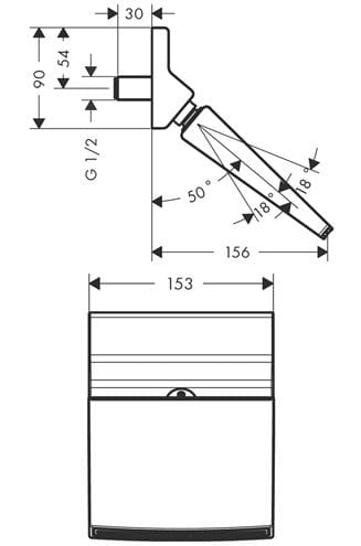 HANSGROHE RAINDANCE RAINFALL 150 1JET horná sprcha, chróm 26443000 Technický nákres