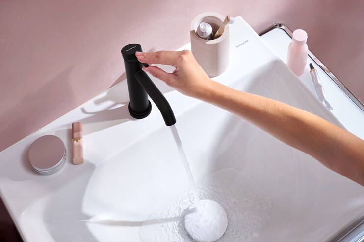 HANSGROHE TECTURIS S umývadlová stojanková batéria, CoolStart, EcoSmart+, matná čierna 73312670 Obrázek - fotka
