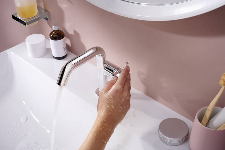 HANSGROHE TECTURIS S 110 Fine umývadlová stojanková batéria, s odtokovou súpravou, CoolStart, EcoSmart+, chróm 73320000 Obrázek - fotka