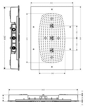 HANSGROHE RAINDANCE RAINMAKER 680/460 3JET horná sprcha 680x460 mm, 3 prúdy, chróm 28417000 Technický nákres