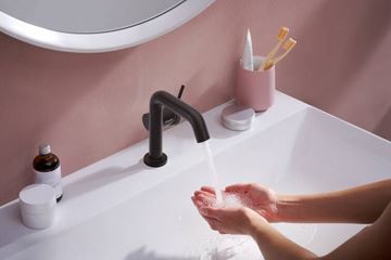 HANSGROHE TECTURIS S 110 Fine umývadlová stojanková batéria, s odtokovou súpravou, CoolStart, EcoSmart+, matná čierna 73323670 Obrázek - fotka