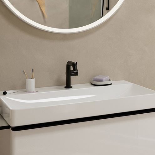 HANSGROHE TECTURIS S 110 Fine umývadlová stojanková batéria, s odtokovou súpravou, CoolStart, EcoSmart+, matná čierna 73323670 Obrázek - fotka
