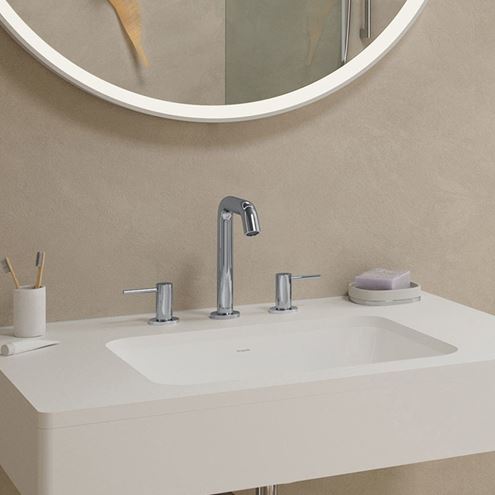 HANSGROHE TECTURIS S umývadlová stojanková batéria 3-otvorová, s odtokovou súpravou, EcoSmart, chróm 73330000 Obrázek - fotka