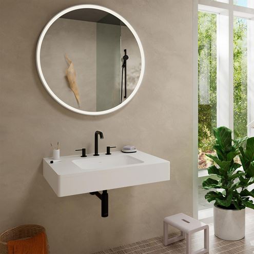 HANSGROHE TECTURIS S umývadlová stojanková batéria 3-otvorová, s odtokovou súpravou, EcoSmart+, matná čierna 73330670 Obrázek - fotka