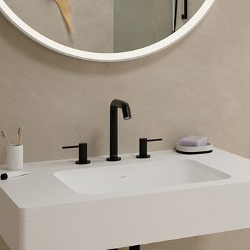 HANSGROHE TECTURIS S umývadlová stojanková batéria 3-otvorová, s odtokovou súpravou, EcoSmart+, matná čierna 73330670 Obrázek - fotka