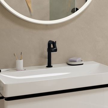 HANSGROHE TECTURIS S 150 Fine umývadlová stojanková batéria, s odtokovou súpravou, CoolStart, EcoSmart+, matná čierna 73340670 Obrázek - fotka