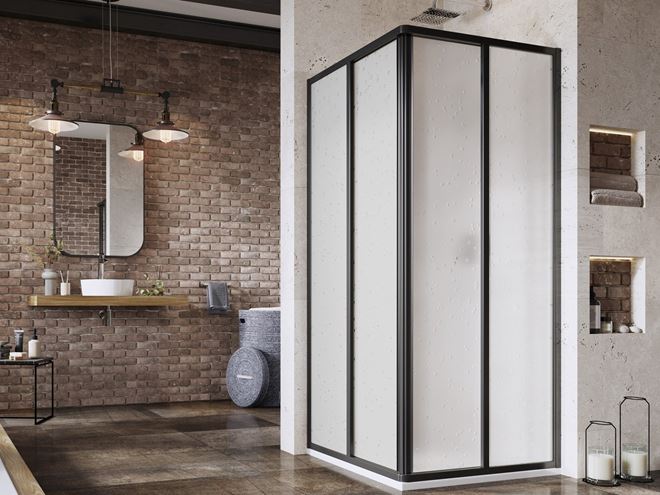 RAVAK SUPERNOVA SRV2 90 sprchové dvere 90x195 cm, posuvné, čierna/plast pearl 14V703O211 Obrázek - fotka