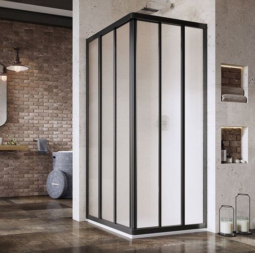 RAVAK SUPERNOVA ASRV3 90 sprchové dvere 90x198 cm, posuvné, čierna/sklo grape 15V703R2ZG Obrázek - fotka