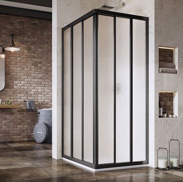 RAVAK SUPERNOVA ASRV3 90 sprchové dvere 90x198 cm, posuvné, čierna/sklo grape 15V703R2ZG Obrázek - fotka