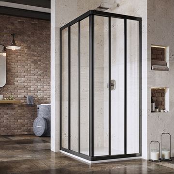 RAVAK SUPERNOVA ASRV3 90 sprchové dvere 90x198 cm, posuvné, čierna/sklo transparent 15V703R2Z1 Obrázek - fotka