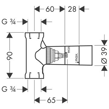 HANSGROHE podomietkové teleso DN20 15970180 Technický nákres