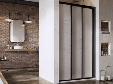 RAVAK SUPERNOVA ASDP3 90 sprchové dvere 90x198 cm, posuvné, čierna/plast pearl 00V703R211 Obrázek - fotka