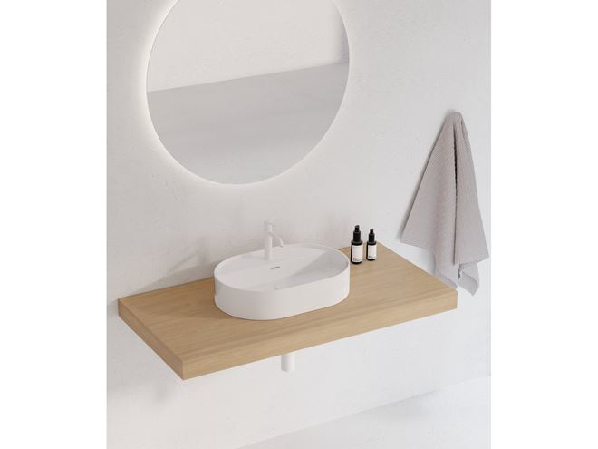 RAVAK CERAMIC SLIM SHELF O umývadlo na dosku 55 cm, s otvorom pre batériu a prepadom XJX01155003 Obrázek - fotka