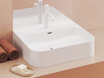 RAVAK CERAMIC SLIM WALL R umývadlo na dosku 55 cm, s otvorom pre batériu a prepadom XJX01155006 Obrázek - fotka