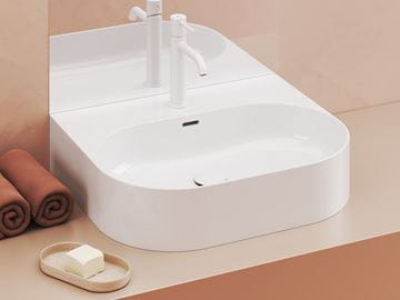 RAVAK CERAMIC SLIM WALL O umývadlo na dosku 55 cm, s otvorom pre batériu a prepadom XJX01155004 Obrázek - fotka