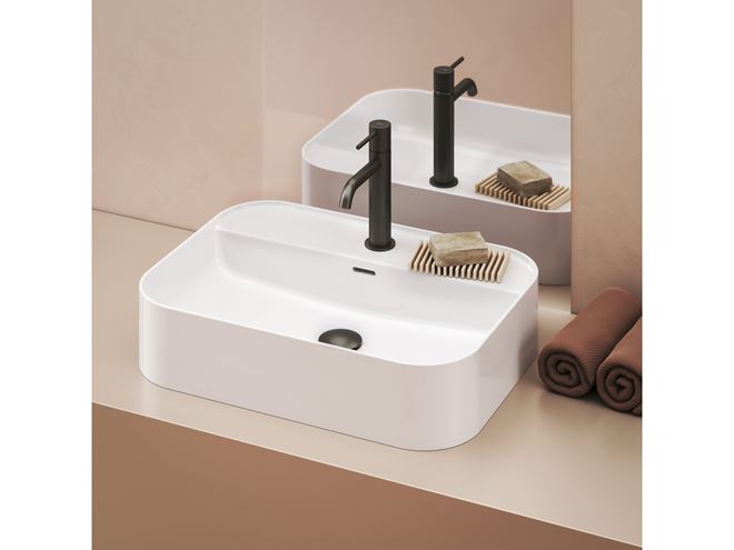 RAVAK CERAMIC SLIM SHELF R umývadlo na dosku 55 cm, s otvorom pre batériu a prepadom XJX01155005 Obrázek - fotka