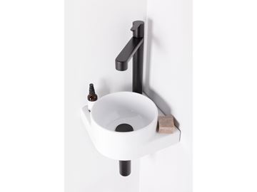 RAVAK YARD 280 C umývadlo rohové 28 cm, s otvorom pre batériu, bez prepadu XJX01228000 Obrázek - fotka