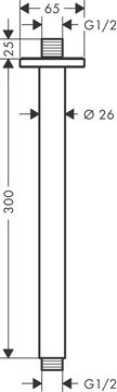 HANSGROHE VERNIS SHAPE sprchové rameno 300 mm, stropné, matná čierna 26407670 Technický nákres