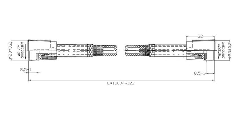 CONCEPT 100 sprchová hadica 1600 mm, s ochranou proti prekrúteniu, chróm PA11032CH/CO Technický nákres