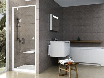 RAVAK PIVOT PDOP1 80 sprchové dvere 80x190 cm, pivotové, biela/sklo transparent 03G40100Z1 Obrázek - fotka