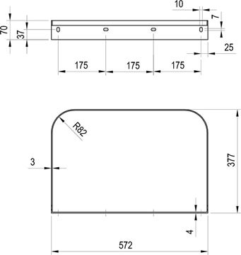 RAVAK YARD 800 konzola pre umývadlo, čierna X01783 Technický nákres