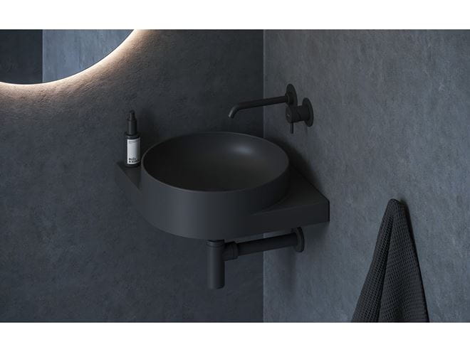 RAVAK YARD 450 C umývadlo rohové 28 cm, bez prepadu, matná čierna XJX0D045000 Obrázek - fotka