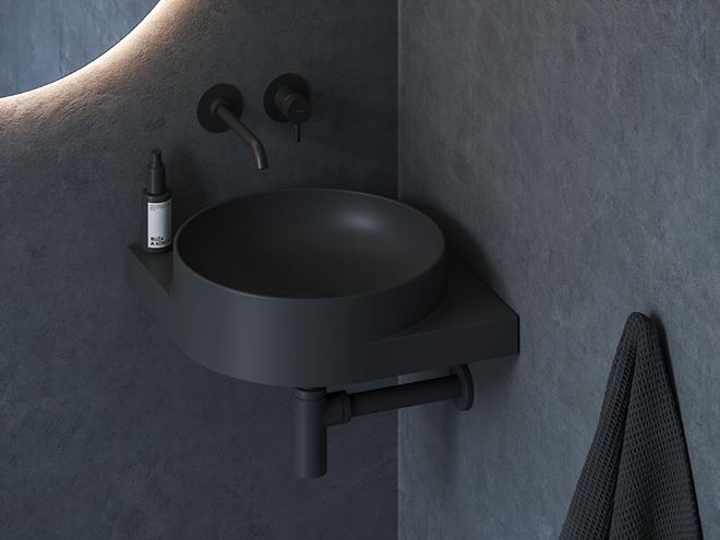 RAVAK YARD 450 C umývadlo rohové 28 cm, bez prepadu, matná čierna XJX0D045000 Obrázek - fotka