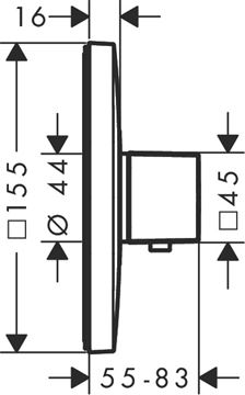 HANSGROHE ECOSTAT E podomietkový termostat, chróm 15705000 Technický nákres