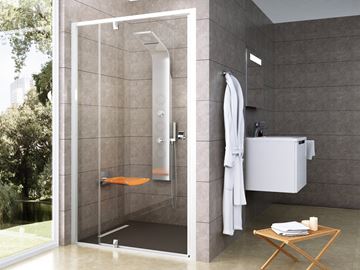 RAVAK PIVOT PDOP2 100 sprchové dvere 100x190 cm, pivotové, biela/chróm/sklo transparent 03GA0100Z1 Obrázek - fotka