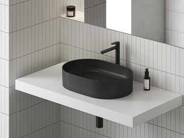 RAVAK CERAMIC 550 SLIM O umývadlo na dosku 55 cm, bez prepadu, matná čierna XJX0D155000 Obrázek - fotka