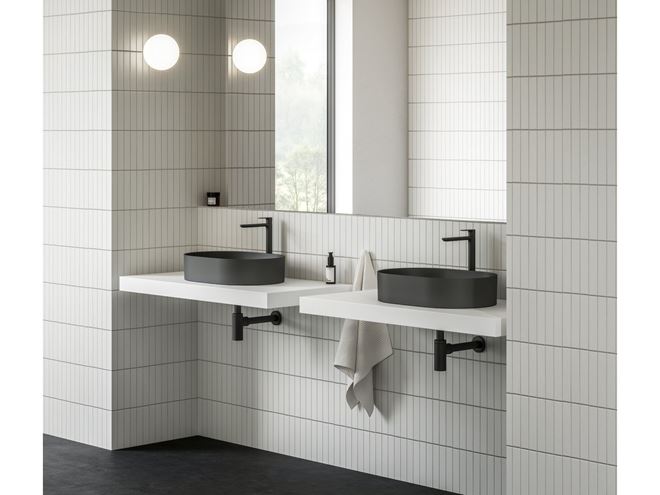 RAVAK CERAMIC 550 SLIM O umývadlo na dosku 55 cm, bez prepadu, matná čierna XJX0D155000 Obrázek - fotka