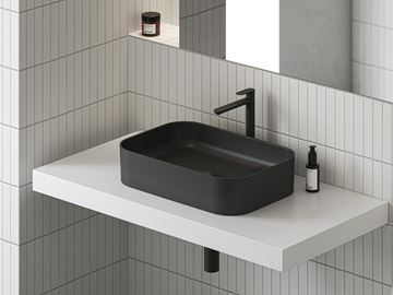 RAVAK CERAMIC 550 SLIM R umývadlo na dosku 55 cm, bez prepadu, matná čierna XJX0D155001 Obrázek - fotka